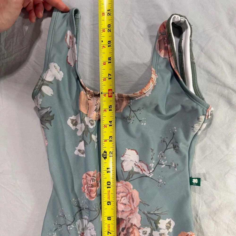 Luckyleo Dancewear Blue Antoinette Crescent Floral Leotard Scoop Neck XS‎ - Picture 7 of 8
